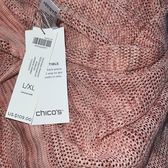 NWT Chico’s textured knit orange combo poncho - Picture 4 of 5